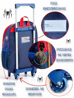 Kit Mochila de Rodinhas Escolar Infantil Super Spider Aranha