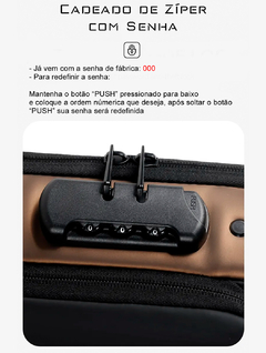 Imagem do Mochila Bolsa Crossbody USB Antifurto Com Senha Impermeável