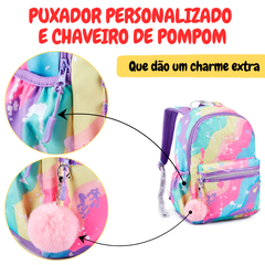 Mochila Escolar Bolsa Juvenil Feminina Colorida Tie Dye Love