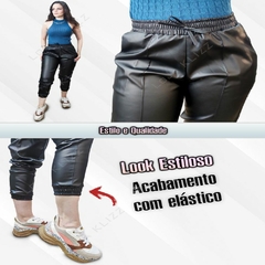 Calça de Couro Jogger Feminina Courino Moda Blogueira na internet