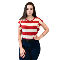 Camiseta Feminina T-shirt Muscle Tee Blusa Listrada Casual