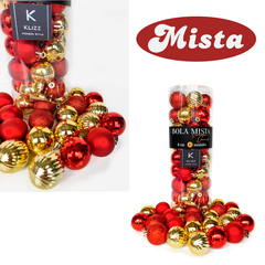 Bolas de Natal Conjunto Kit 45 Un Decorada Mista 4cm Glitter - KLIZZ