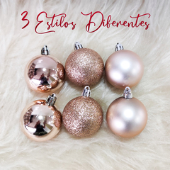 Bola de Natal 60 unidades Decoradas Estrela Bolinhas 5cm - KLIZZ