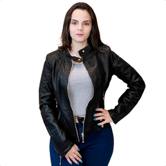 Jaqueta Couro Feminina Lyza Casaco Slim Blusa Impermeável - comprar online