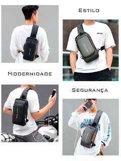 Mochila Bolsa Crossbody USB Antifurto Com Senha Impermeável - KLIZZ