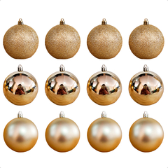 Bola de Natal 12 Unidades Grande 8cm Mista Glitter Luxo - loja online