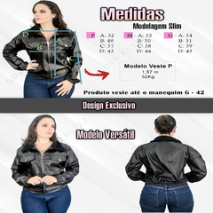 Imagem do Jaqueta Feminina de Couro Teddy Slim Casaco Blusa Jaquetinha