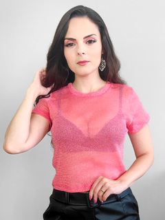 Blusa Feminina Tule Transparente Brilho Camisa Glitter Festa - comprar online