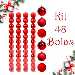 Bola de Natal 48 Unidades Glitter 5cm Bolinhas Decoração