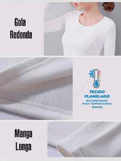 Camisa Térmica Segunda Pele Feminina Manga Longa Flanelada