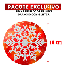 Kit 3 Enfeites Pendente De Natal Floco De Neve Glitter 10cm - comprar online