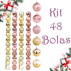 Bola de Natal 48 Unidades Glitter 5cm Bolinhas Decoração - KLIZZ