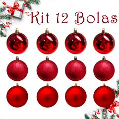 Imagem do Bola de Natal 12 Unidades Grande 8cm Mista Glitter Luxo