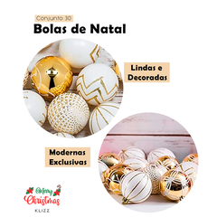 Bola De Natal 30 Unidades Decoradas 6cm Mista Glitter Decoração - comprar online