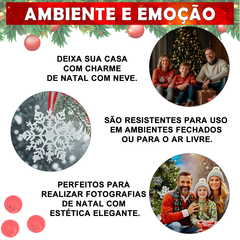 Kit 3 Enfeites Pendente De Natal Floco De Neve Glitter 10cm - KLIZZ