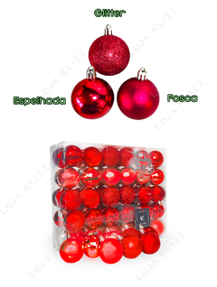 Bola de Natal 60 unidades Decoradas Estrela Bolinhas 5cm - KLIZZ