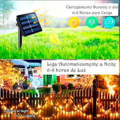 Cascata Pisca Pisca Energia Solar 10m 400 Leds 8 Funções Controle Remoto