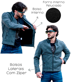 Jaqueta Couro Nobuck Masculina Forrada Blusa Casaco Impermeável - KLIZZ