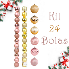 Bola de Natal 24 Unidades Glitter 5cm Bolinhas Decoração - KLIZZ