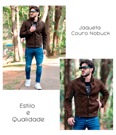 Jaqueta Couro Nobuck Masculina Forrada Blusa Casaco Impermeável na internet