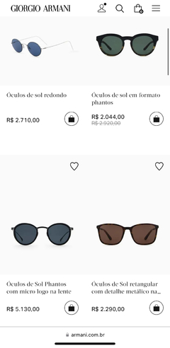 Óculos de sol Giorgio Armani - loja online