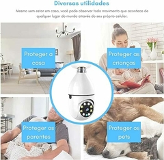 Camera Wifi Lampada de Segurança 360 Dome Interna Ip Full Hd Visão Noturna - comprar online