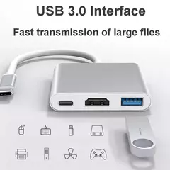 HUB USB C para adaptador HDMI, cabo de extensão tipo C, conversor USB 3.0, comp - DiversiTenda