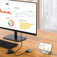 Imagem do HUB USB C para adaptador HDMI, cabo de extensão tipo C, conversor USB 3.0, comp