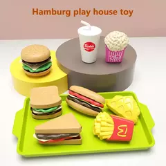 Plastic Hamburger Play House Food Sets para Crianças, Destacável Snack Finja B