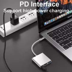 Imagem do HUB USB C para adaptador HDMI, cabo de extensão tipo C, conversor USB 3.0, comp