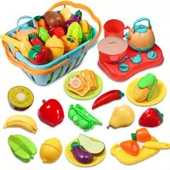 Conjunto de frutas e legumes para crianças, brinquedos de cozinha para meninos - DiversiTenda