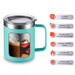 Caneca Térmica 350ml Café Isolada Aço Inoxidável Com Alça Viagem Vácuo Par - loja online