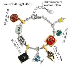 Moda Harri Potter Pulseira Hogwarts Escola Hufflepuffs Cup Badge Pingente Livro