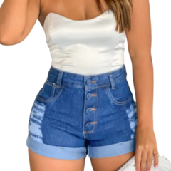 Imagem do Kit 2 Short Jeans Feminino Cintura Alta Modelo Premium 100% Algodão