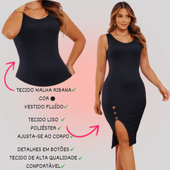 Imagem do Vestido Fenda Lateral com Botões Malha Ribana