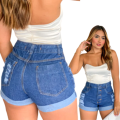 Kit 2 Short Jeans Feminino Cintura Alta Modelo Premium 100% Algodão - loja online