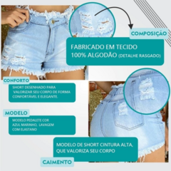 Short Jeans Feminino Cintura Alta Modelo Detonado - comprar online