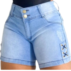 Short Jeans Feminino Cintura Alta Modelo Cos Alto Levanta o Bumbum Com elastano na internet