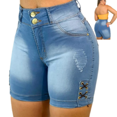 Kit 2 Bermudas Jeans Feminino Premium Cintura Alta Com Lycra na internet