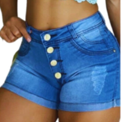 Short Feminino Jeans 4 Botões Curto