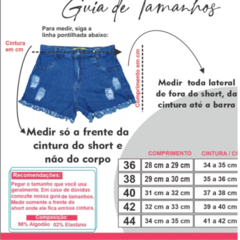 Short Jeans Feminino Cintura Alta Modelo Detonado Cor Azul 100% de Algodão