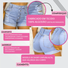 Imagem do Short Jeans Feminino Cintura Alta Modelo Detonado