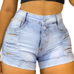 Short Jeans Feminino Cintura Alta Modelo Detonado. na internet