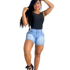 Short Jeans Feminino Cintura Alta Modelo Cos Alto Levanta o Bumbum Com elastano - loja online