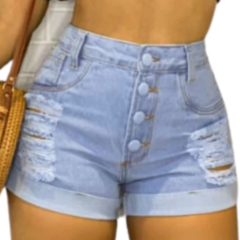 Short Jeans Feminino Cintura Alta Modelo Detonado - loja online