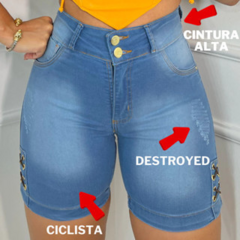 Kit 2 Bermudas Jeans Feminino Premium Cintura Alta Com Lycra