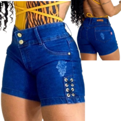 Kit 2 Bermudas Jeans Feminino Premium Cintura Alta Com Lycra - loja online