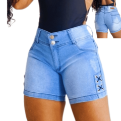 Kit 2 Bermudas Jeans Feminino Premium Cintura Alta Com Lycra - LOJAN2