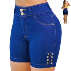 Kit 2 Bermudas Jeans Feminino Premium Cintura Alta Com Lycra - comprar online