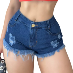 Short Jeans Feminino Cintura Alta Modelo Detonado - loja online